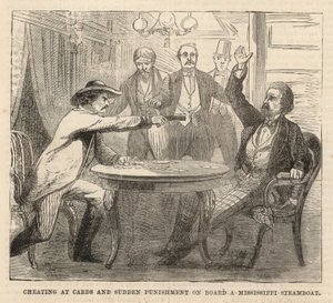 Cheating at cards and sudden punishment on board a Mississippi steamboat by English School