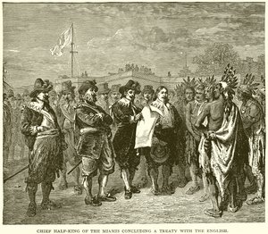 Chief Half-King of the Miamis Concluding a Treaty with the English by English School