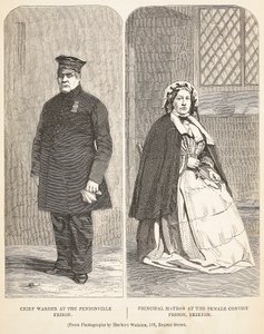 Chief Warder at the Pentonville Prison and Principal Matron at the Female Convict Prison, Brixton, illustration from The Criminal Prisons of London and Scenes from Prison Life by Henry Mayhew and John by English School