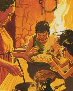 Children Eating Dinner by English School