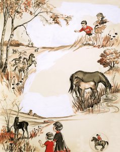 Children and ponies