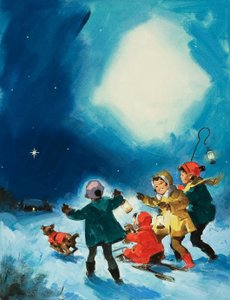 Children in the Snow by English School