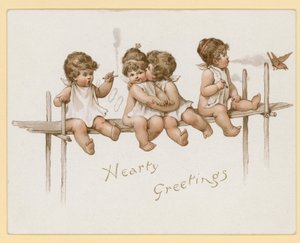 Children Smoking, and Frightening Birds with Their Smoke by English School