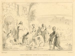 Christ Healing Many Sick People, Matthew IV, 24 by English School