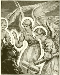 Christian and the Angels. Behold, Three Shining Ones Came to Him, and Saluted Him by English School