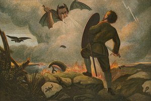Christian Fighting with Apollyon by English School