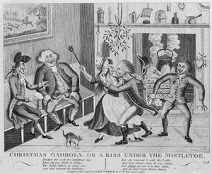 Christmas Gambols, or a Kiss Under the Mistletoe, 1794 by English School