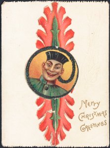 Christmas Card with an Image of an Oriental Man by English School