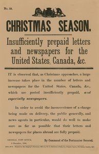 Christmas Postage Notice by Command of the Postmaster General, 9 December 1890