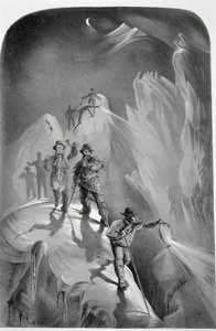 Climbing at Night, from Ten Scenes in the Last Ascent of Mont Blanc Including Five Views from the Summit, by J.D.H. Browne, published 1853