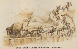 Coaches and Coaching: Over Mount Cenis in a Mule Carriage by English School