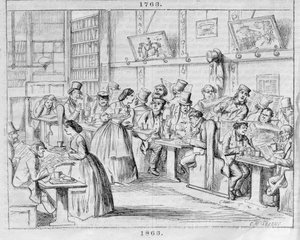 Coffee Room in 1863, from London Coffee-Houses Past and Present