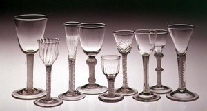 Collection of glasses with opaque twist stems, 1760-75