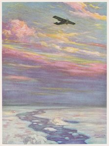 Commander Richard E. Byrd Flying Over the North Pole in His Monoplane by English School