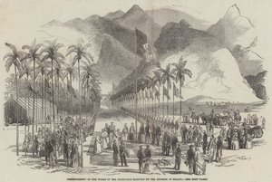 Commencement of the Works of the Petropolis Railway by the Emperor of Brazil by English School