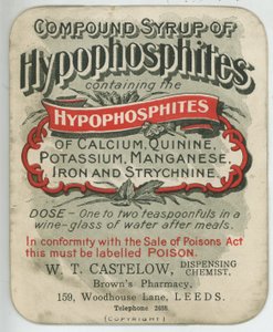 Compound Syrup of Hypophosphites label, early 20th century by English School