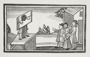 Condemned to stand for one hour or more in the pillory (illustration) by English School