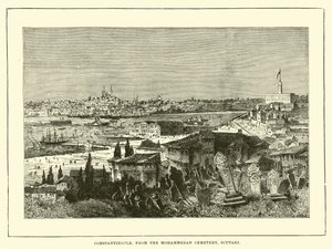 Constantinople from the Mohammedan Cemetery, Scutari by English School