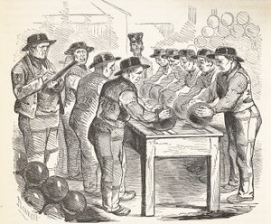 Convicts scraping shot, illustration from The Criminal Prisons of London and Scenes from Prison Life by Henry Mayhew and John Binny, pub. 1862 by English School