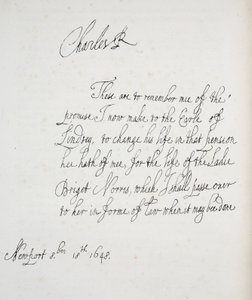 Copy of a letter written by Charles II, 1648 by English School