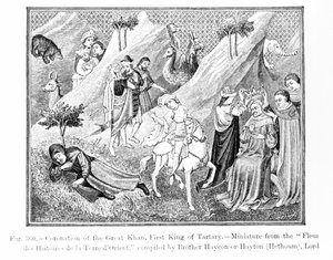 Coronation of the Great Khan (Kublai Khan), First King of Tartary, from the Fleur des Histoires de la Terre d