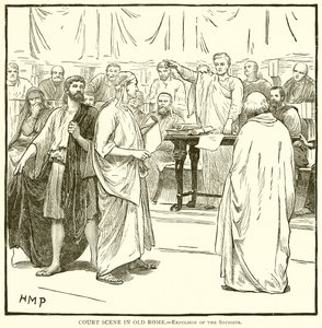 Court Scene in Old Rome (Expulsion of the Sophists) by English School