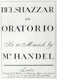 Cover of the score for Belshazzar by Handel, published in 1745 by English School