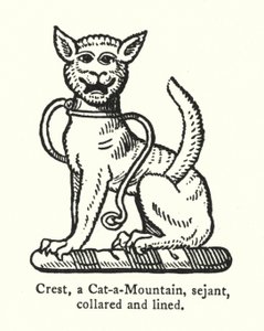 Crest, a Cat-a-Mountain, sejant, collared and lined by English School
