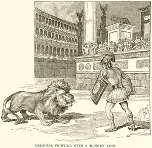Criminal Fighting with a Hungry Lion by English School
