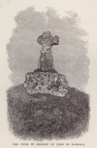 Cross in memory of King John of Bohemia, killed fighting in the French army at the Battle of Crecy, Hundred Years War by English School