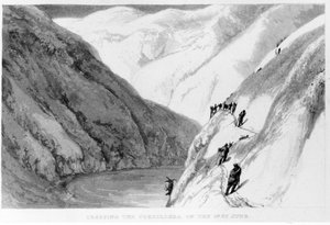 Crossing the Cordillera on 1st June, from Travels in South America by Alexander Caldcleugh, 1825
