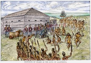 Crowning of Drake as the King of California by English School