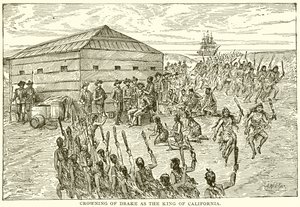 Crowning of Drake as the King of California by English School