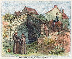 Croyland Bridge, Lincolnshire by English School