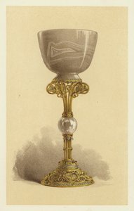Cup, or Chalice, in Oriental Onyx, Mounted in Enamelled Gold by English School