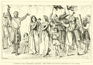 Customs of the thirteenth century, the solemn and festive procession of the Crane by English School