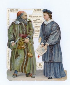 Cutout of Shylock and Portia from The Merchant of Venice by English School