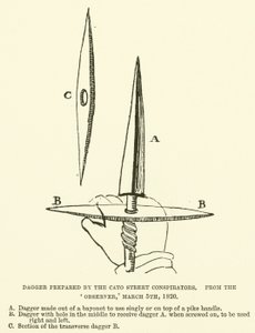 Dagger prepared by the Cato Street Conspirators, from the Observer, 5 March 1820 by English School