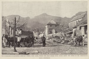 Damage on Rempart Street, Port Louis, caused by the 1892 Mauritius Cyclone by English School
