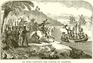 De Soto Landing His Forces in Florida by English School
