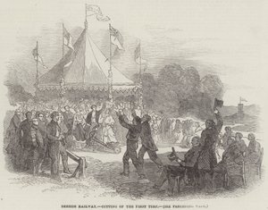 Deeside Railway, Cutting of the First Turf by English School