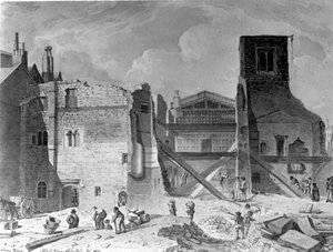 Demolition of the Savoy Palace, Westminster, London, 1820
