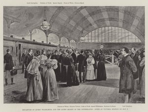 Departure of Queen Wilhelmina and the Queen Regent of the Netherlands, Scene at Victoria Station on 9 May by English School