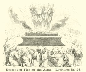 Descent of Fire on the Altar, Leviticus 9:24 by English School