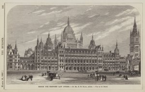 Design for Proposed Law Courts, View in the Strand (engraving) by English School