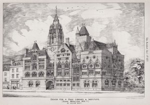 Design for a Free Library and Institute, Soane Medallion by English School