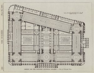 Design for the Proposed National Gallery, Plan of Principal Floor (engraving) by English School