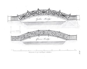 Designs for garden bridges, published 1773 by English School