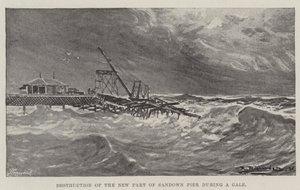 Destruction of the New Part of Sandown Pier during a Gale by English School