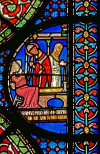 Detail from the Miracle Window depicting the healing of Godbold of Boxley